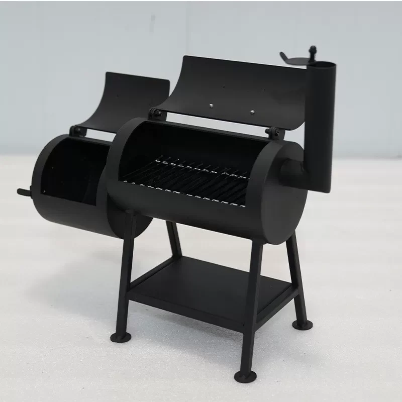 Mini Smoke Grill Small Pellet  Outdoor Portable Small Mother and Child Double Barrel Smoke Grill