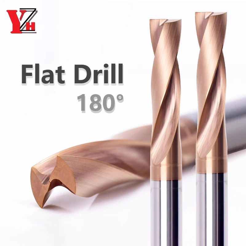 YZH HRC60 Flat Drill 180° Carbide Countersunk hole/Inclined surface/Cross hole Making Countersunk Head External Cooling 0.5~20mm