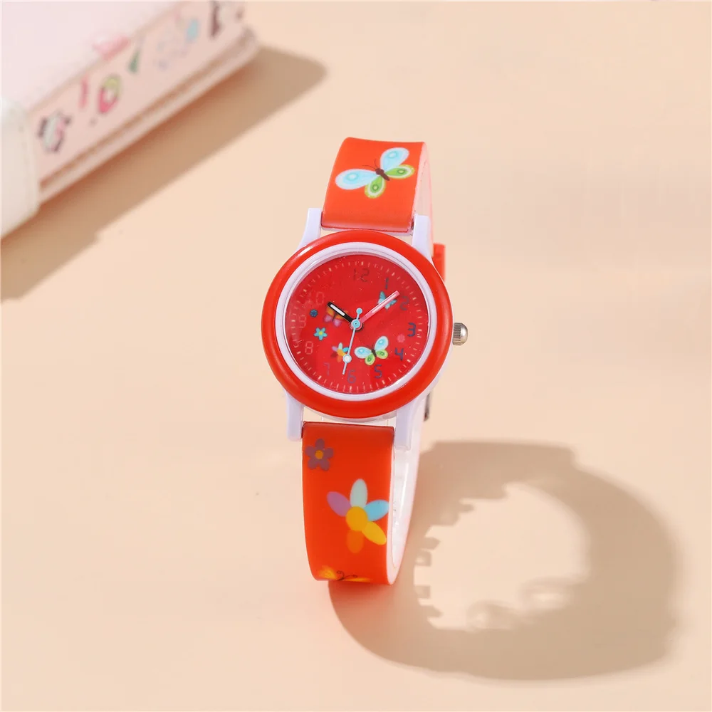 Cartoon Watches Colorful Children Watch For Boys Girls Kids Watches Quartz Wristwatch Butterfly Silicone Strap