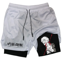 Anime Jujutsu Kaisen Fitness Shorts 2-in-1 Compression Performance Training Shorts Track and Field Speed Drying Shorts
