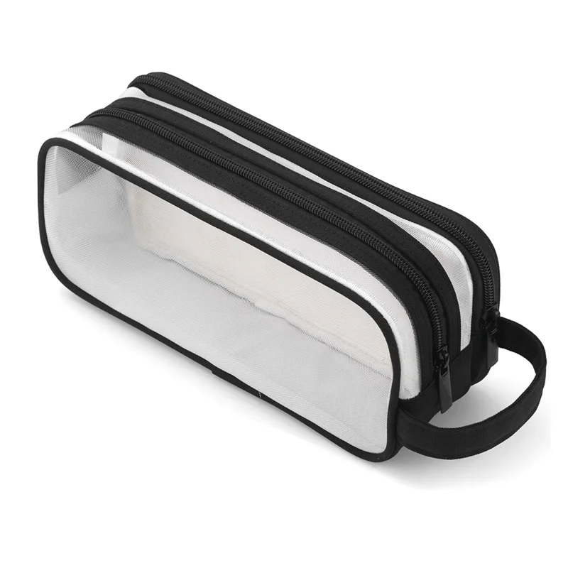 ตารางตาข่ายดินสอ 2 ช่องปากกากระเป๋าใสมือถือมัลติฟังก์ชั่กระเป๋าดินสอสําหรับวัยรุ่นนักเรียน-วันหยุดสนุก