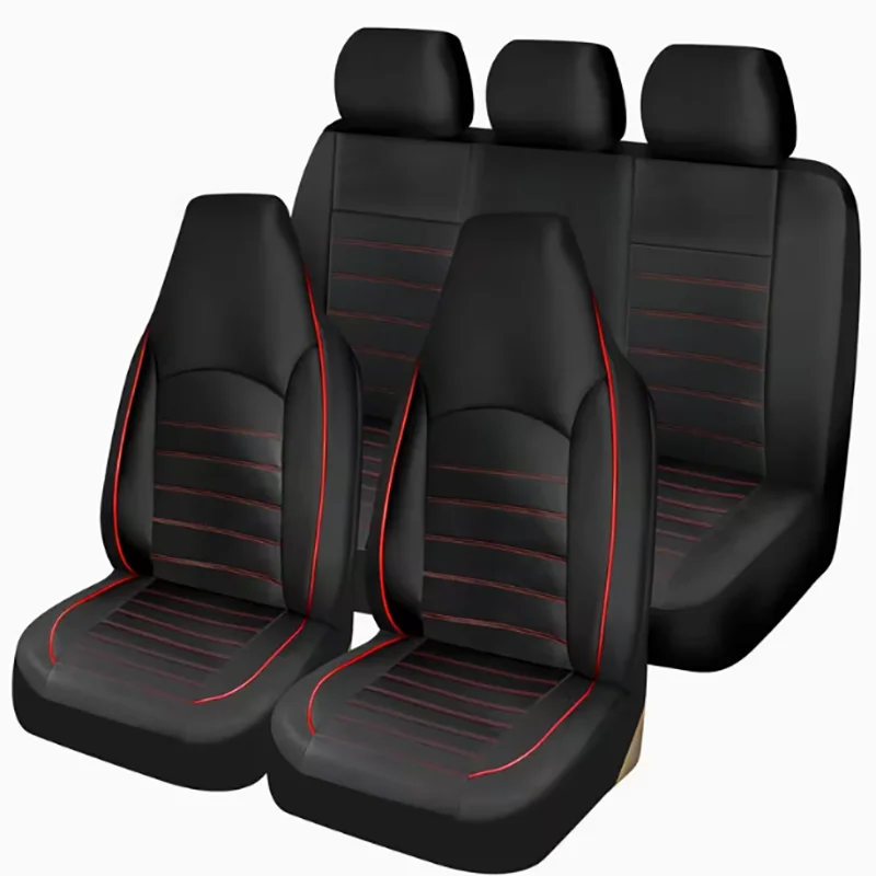 Full Set PU Leather Car Seat Covers For 5 Seats Car Interior Accessories Fit for Most Cars Universal All-season Auto Seat Covers