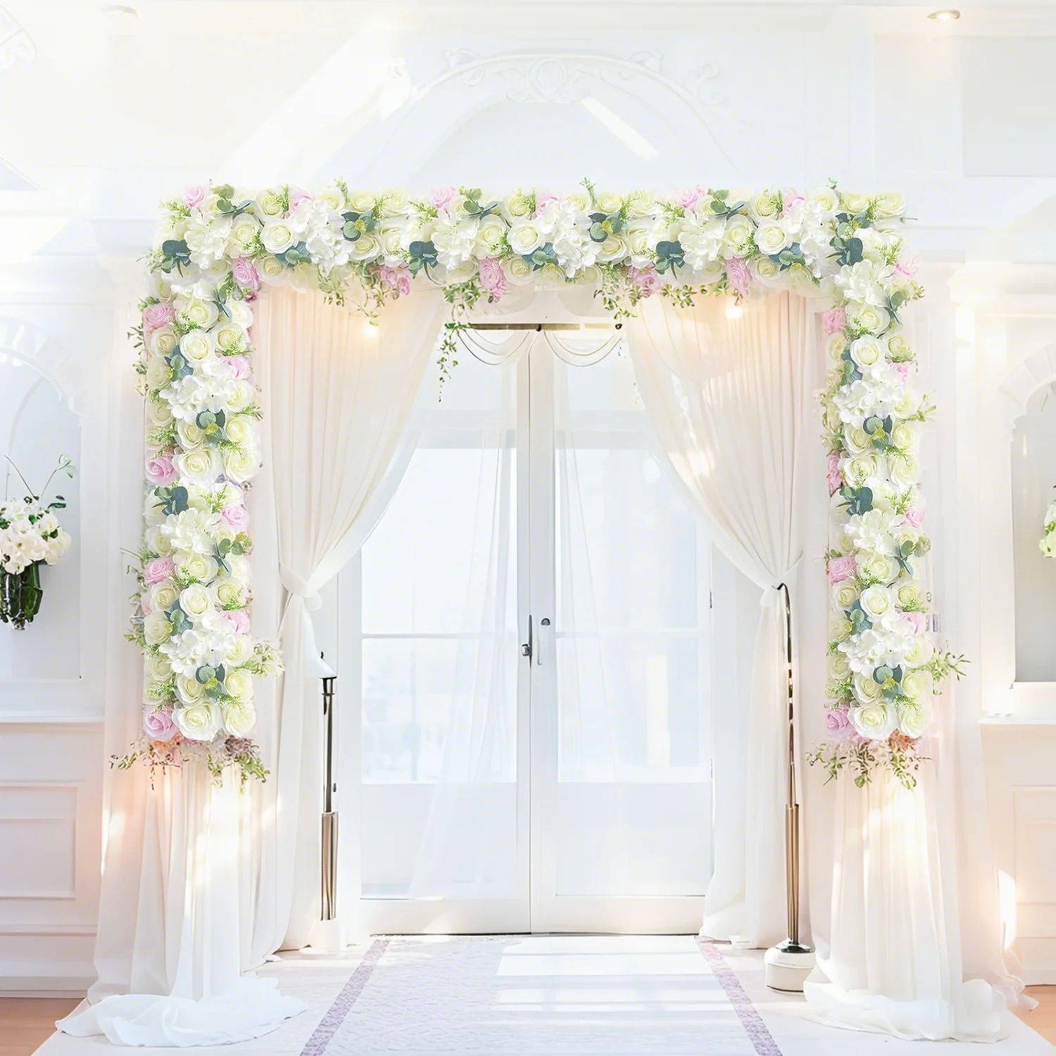 

Valentine's Day Wedding Route Flower Silk Rose Peony Hydrangea Arched Door Flower Row Window T Stage Wedding Decoration Home