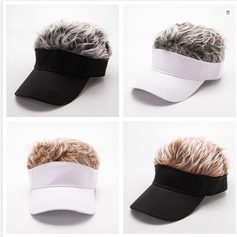 1pc Men Women Baseball Cap with Spiked Hairs Wig Hat Spiked Wigs Casual Unisex Sunshade Adjustable Sun Visor Wig Cap