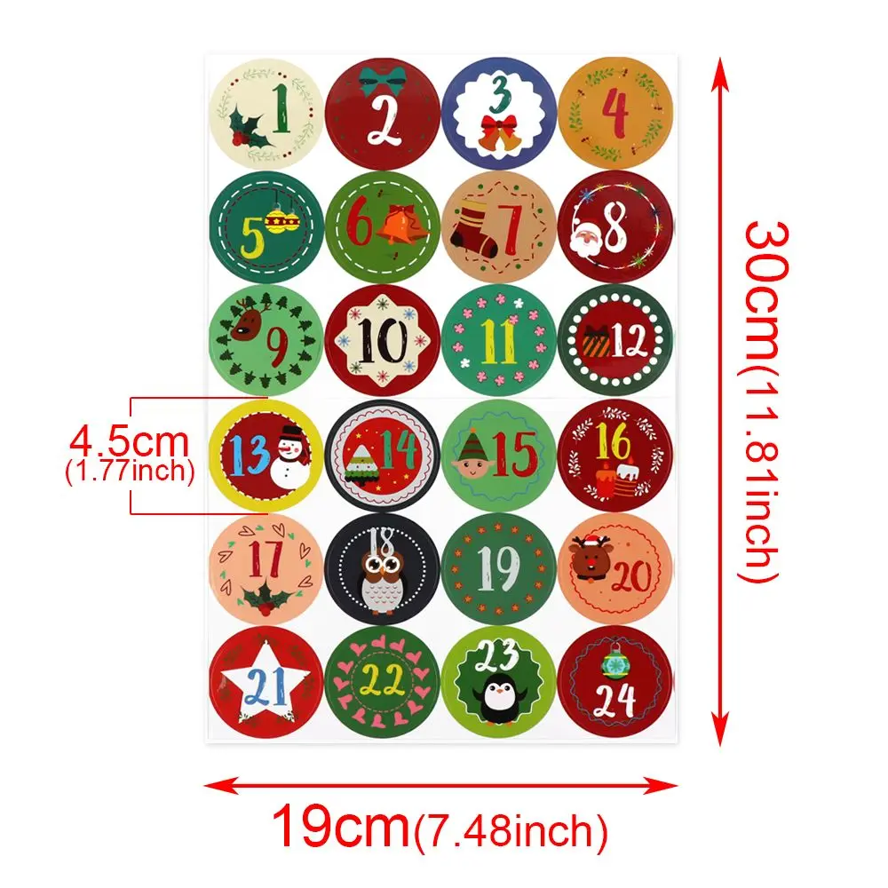 Candy Multi-Function Gift Packaging Merry Christmas Advent Calendar Number Stickers Paper Stickers Adhesive Label