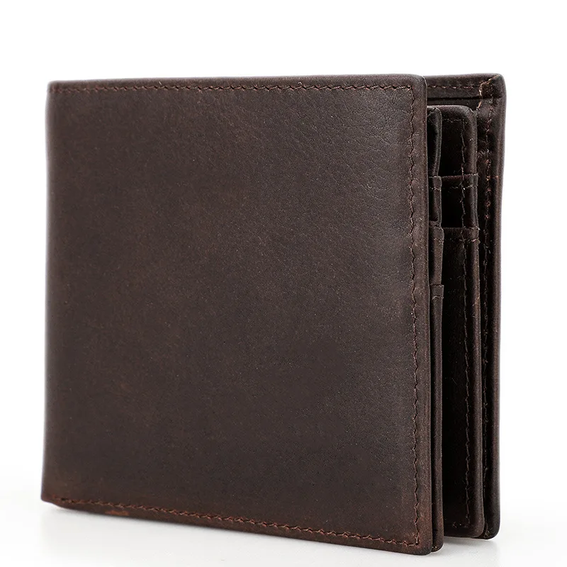 New Fashionable British Style Top Layer  Cowhide Anti Theft Brush Head Layer Horizontal Wallets Cowhide Three Fold Men's Wallets