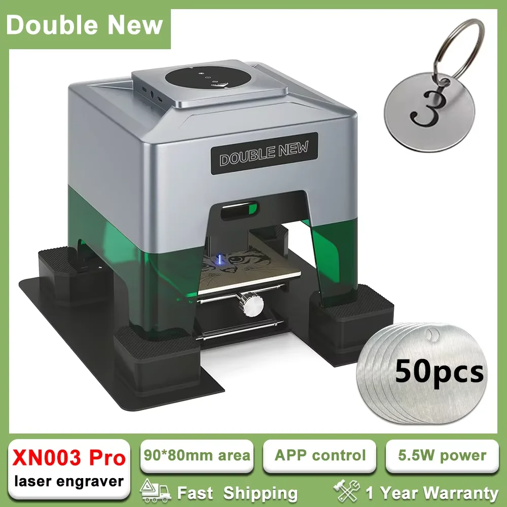 DOUBLE NEW Brushed Stainless Steel Engraver For DIY Plant/Pet Identity Tag 5.5W Power Wood Ceramic Glass Laser Engraving Machine