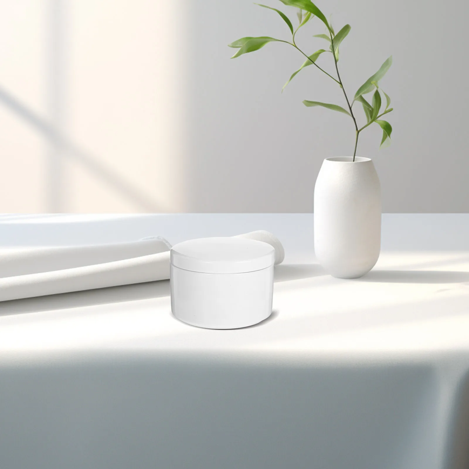 

White 1 Piece Ceramic Jewelry Storage Box Round Case for Rings Earrings Pendants Mini Organizer Craft Desktop Display