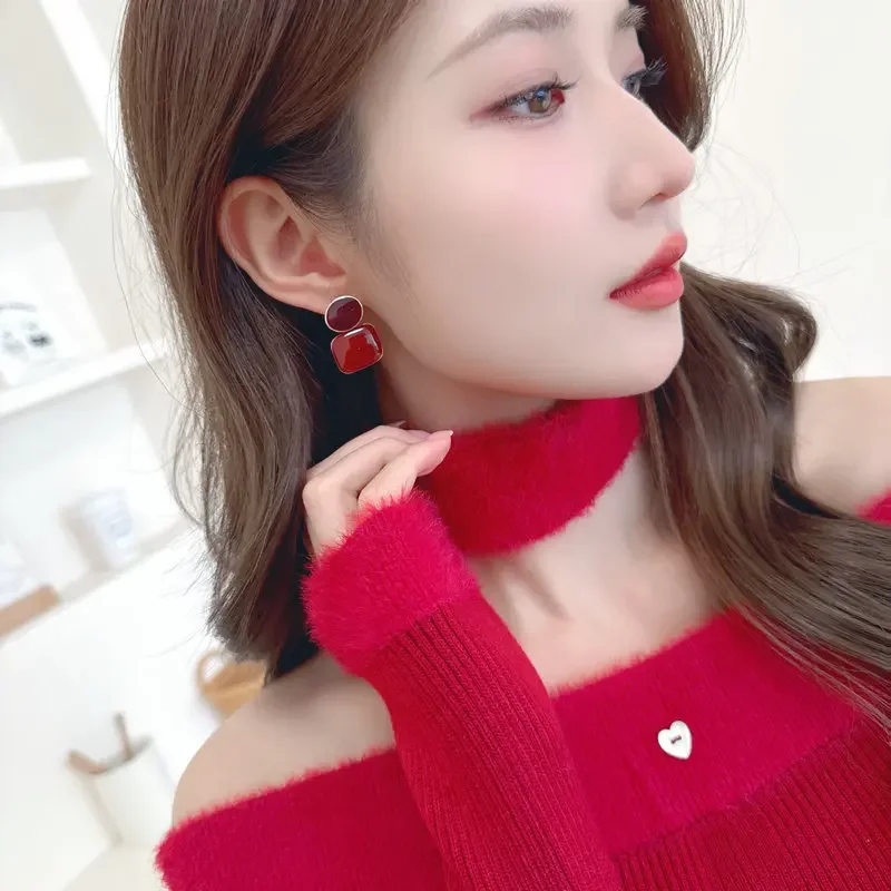 Модные и элитные серьги, геометрический квадрат, нишевый стиль, бестселлеры Анкелы.