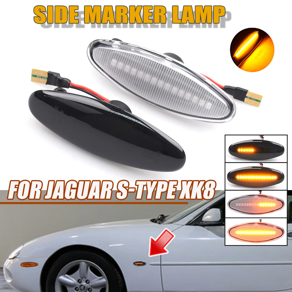 2 SZTUK do Jaguar XK8 S-Type XK 8/XKR XJ X350 LED Dynamiczny kierunkowskaz boczny Światło kierunkowskazu Sekwencyjny migacz