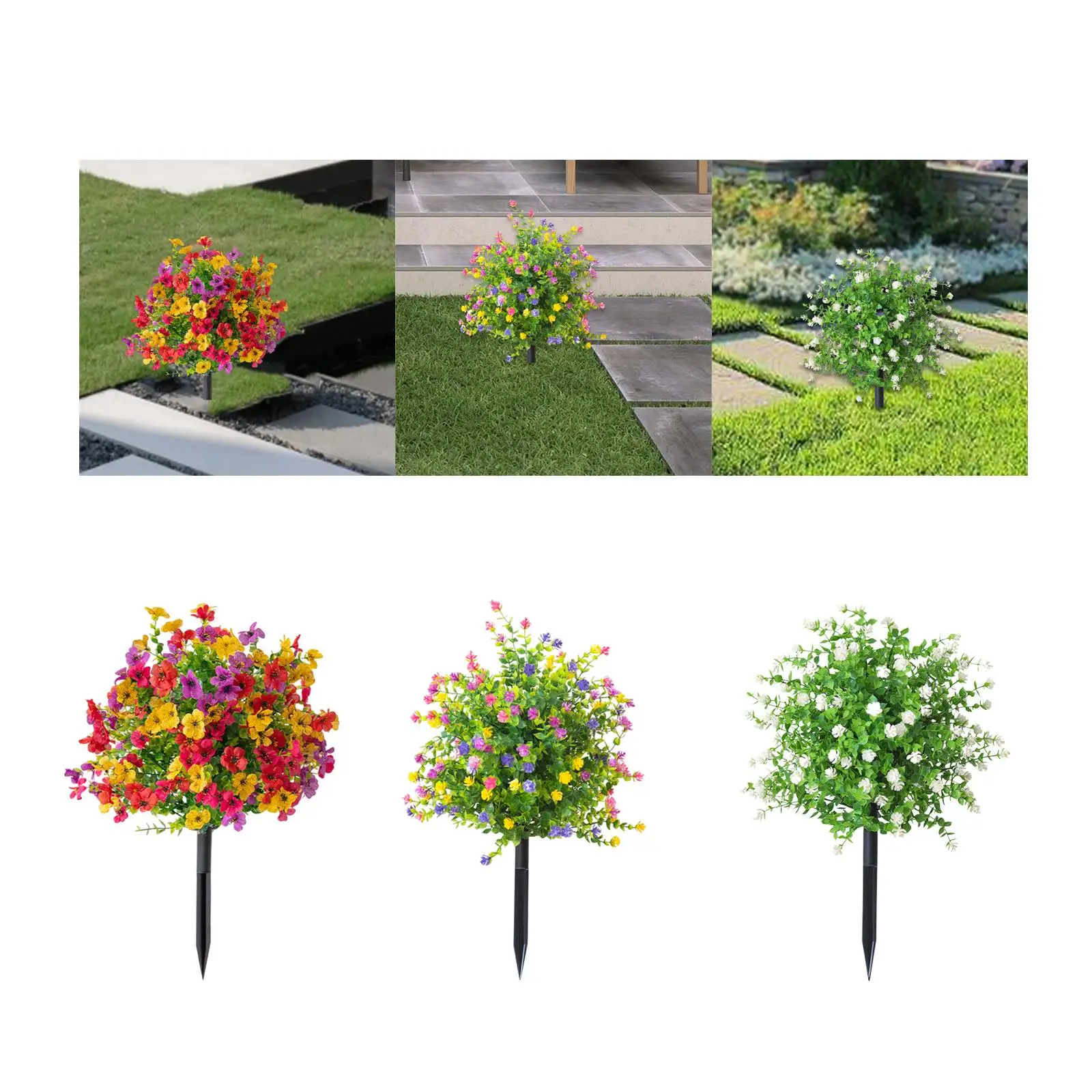 Artificial Flower Faux Flower Decorative Ornament Lifelike Landscape with Stake