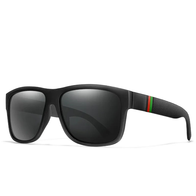 Klassische Herren-Sonnenbrille mit quadratischen polarisierten Gläsern, Outdoor-Fahren, Radfahren, Laufen, Schutzbrille, Vintage, großer Rahmen, UV400 – Detail 4