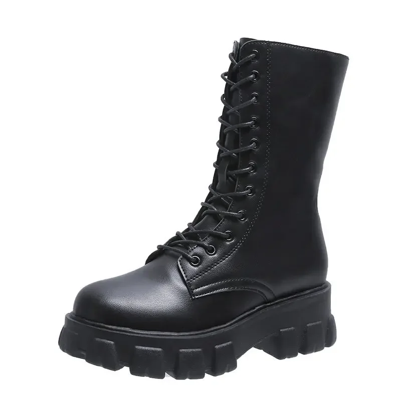 Spring and Fall 2024 new fashion comfortable round head casual mid-heel Doc Martens boots