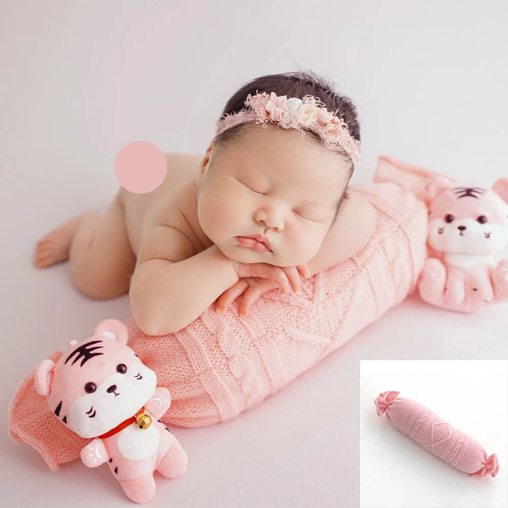 Almohada de punto con forma de caramelo para recién nacido, accesorios de fotografía creativos, estudio infantil, relleno de abrazaderas, soporte para fotos