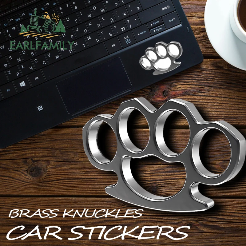 EARLFAMILY 13cm x 6.5cm Brass Knuckles V1 Sticker Decal JDM FCK ILL Vinyl Truck Vehicle Body Accessories Waterproof Car Stickers