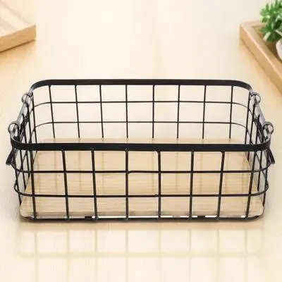 

Metal Wire Basket Kitchen Storage Basket For Fruits Vegetables Organizer Desktop Sundries Holder Black Farmhouse Storage