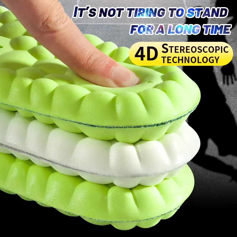 4D Sport Insoles for Feet Super Soft High Elasticity Shoe Pads Anti Pain Deodorant Cushion Arch Support Running Insoles