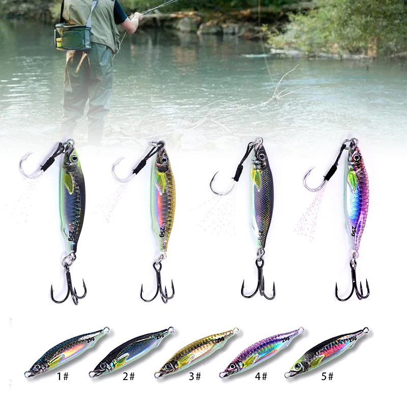 3D Long Cast Jig Fishing Lure 10g 15g 20g 25g Shore Jigging Sea Fishing Slow Jig Micro Jigg Ultra Slim Laser Artificial Bait