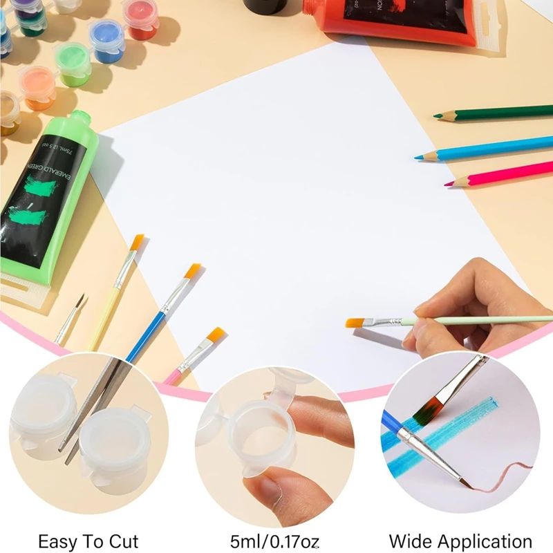 

Paint Pot With Lid & Paint Brushes,Empty Paint Containers With Lids, For Kids Classrooms Schools Art