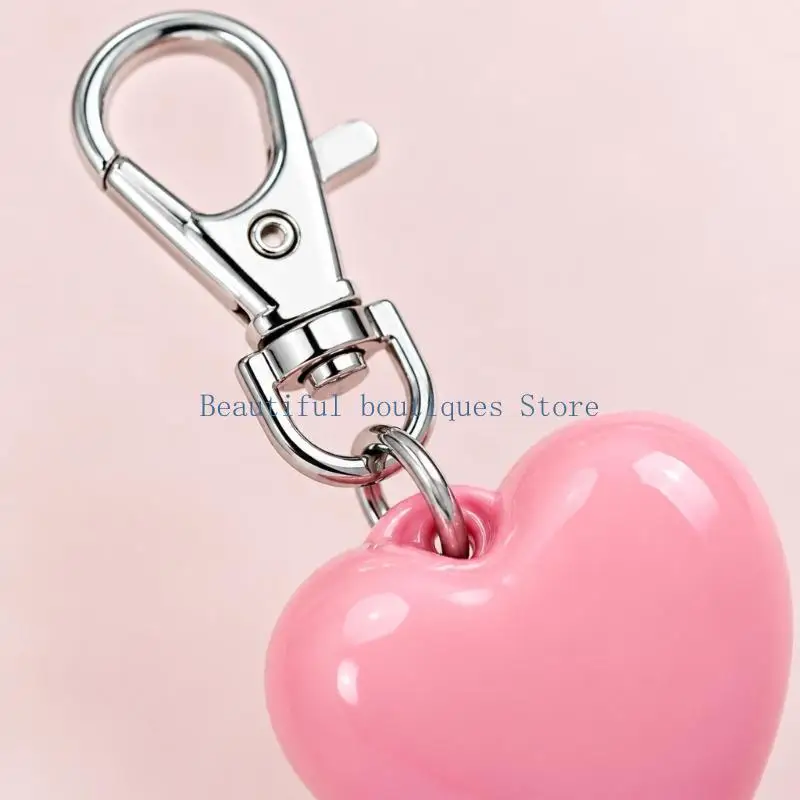 U4LF Rotating Clip Lip Gloss Holder with Heart-Shaped Body and Connecting Ring for Attachment to Bags and Key Rings