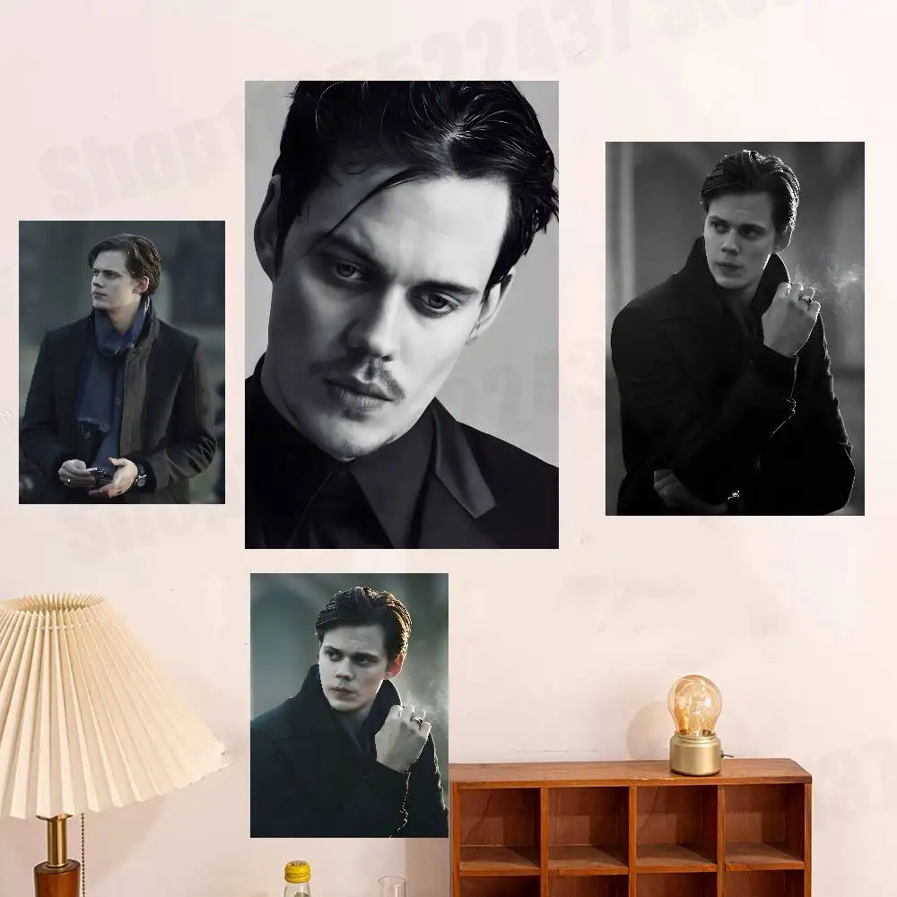 B-Bill Actor S-Skarsgard Vintage Retro Poster Sticker Classic Art Painting for Home Bedroom Cafe Office Wall Decor