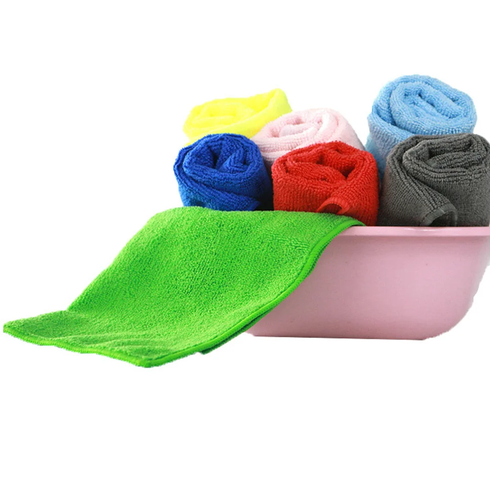 

12pcs Microfiber Dish Towel Strong Decontamination Oil Non-Stick Cleaning Wiping Cloth For Kitchen Household Use Red
