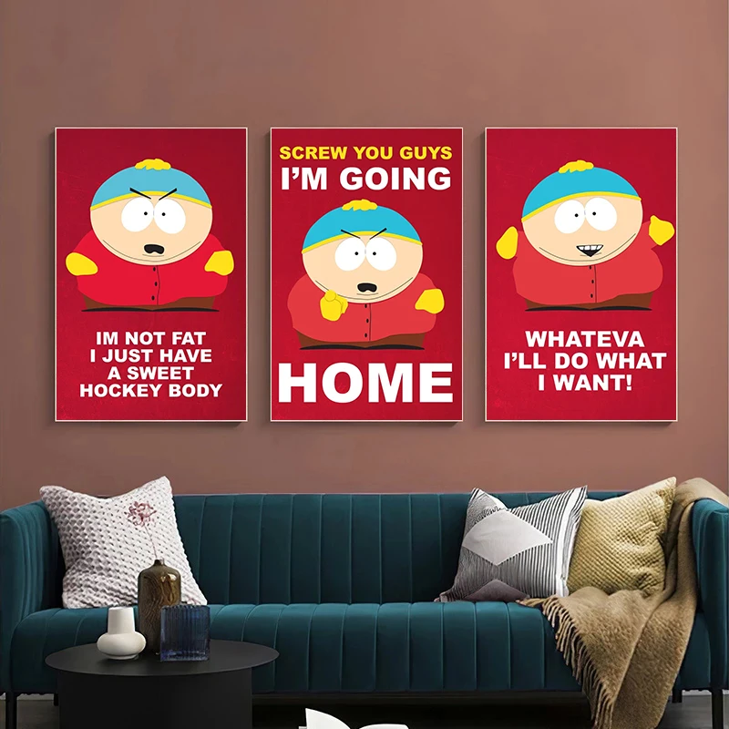 South Park Modern Classic USA Cartoon Villain Poster Cartman Comic Wall Art Picture Canvas Painting Quotes Home Room Decoration