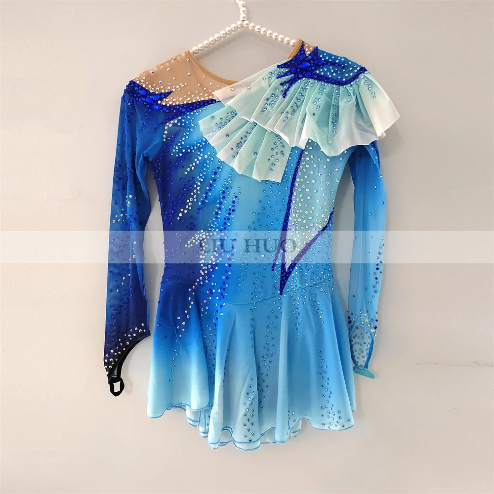

LIUHUO Ice Figure Skating Dress Women Aldult Girl Customize Costume Performance Competition Dance Teens Blue Gradient Children