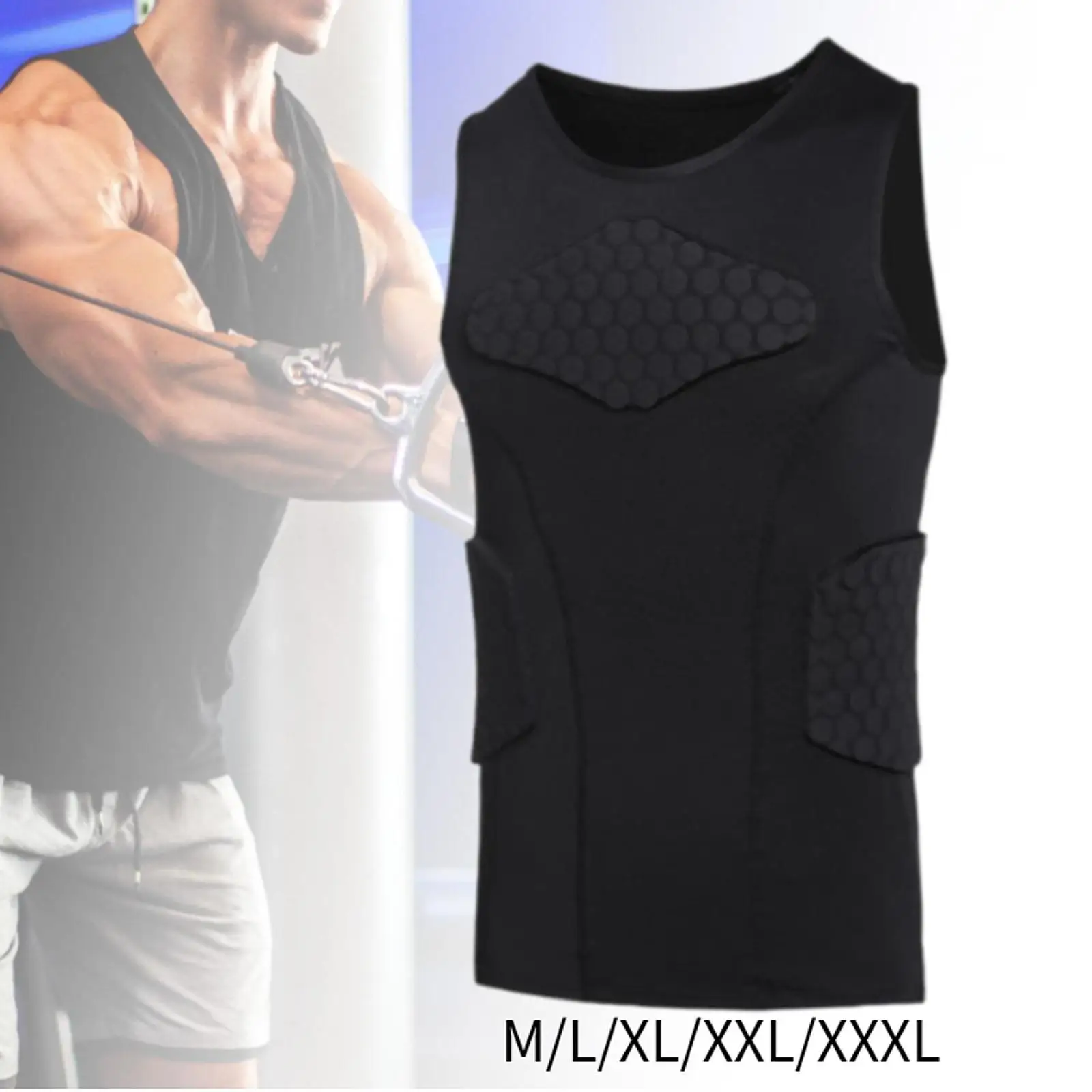 Mens Padded Vest Breathable Football Vest Quick Drying Sleeveless Shirt for Men Adults Baseball Rugby Basketball Outdoor Sports