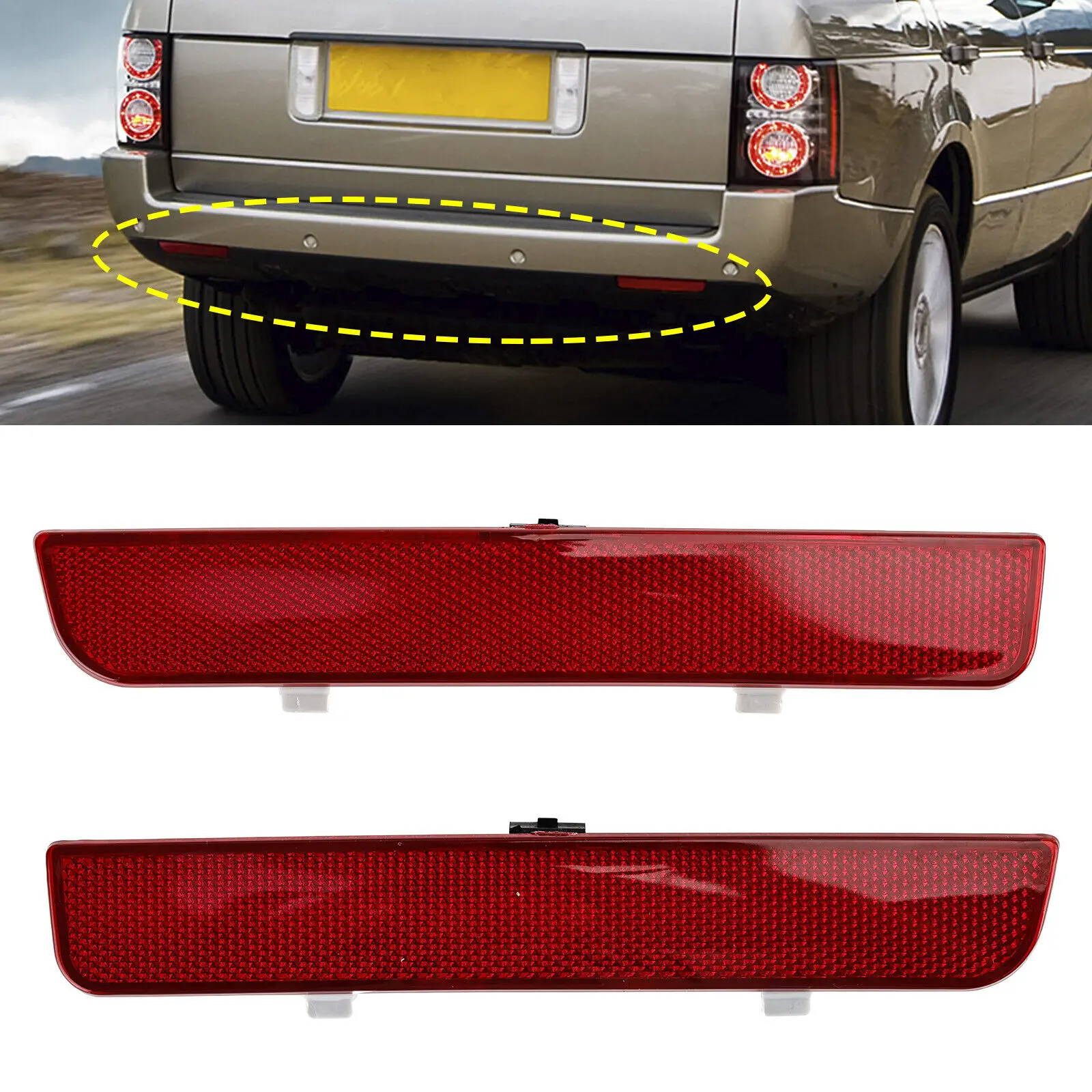 

2xRed Rear Bumper Reflector Stop Brake Light For Range Rover L322 Freelander 2