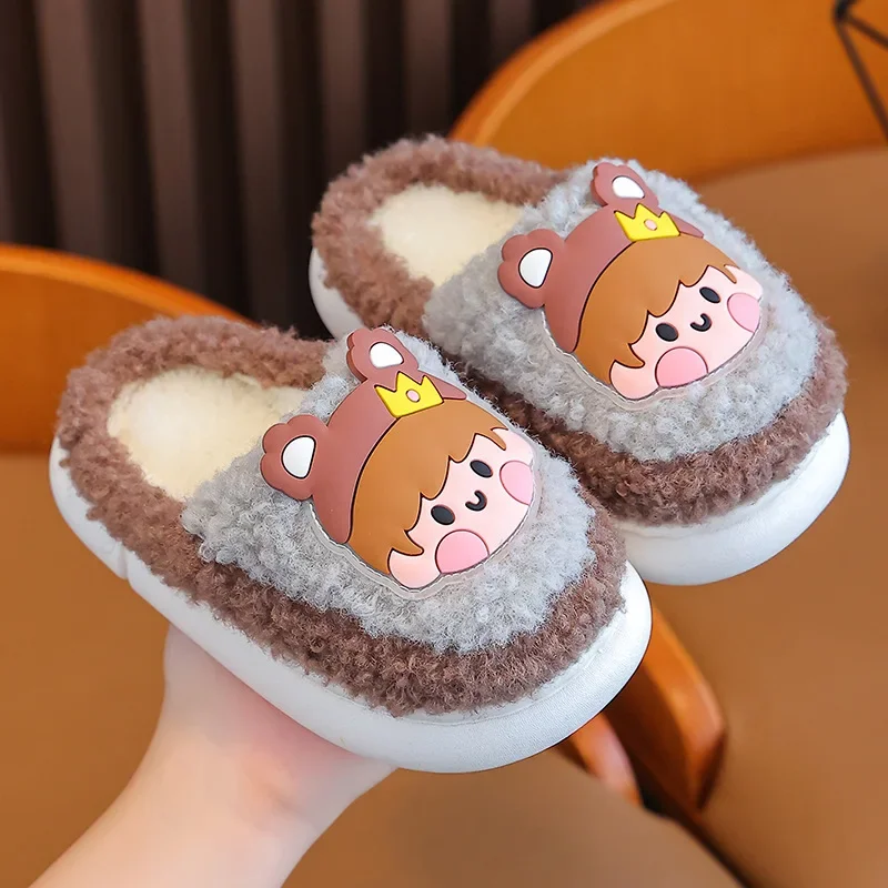 Pantuflas 아동용 코튼 슬리퍼, 실내 여아용 귀여운 신발, 가정용 힐 코튼 신발, 어린이 신발 쪼리, 겨울 신상