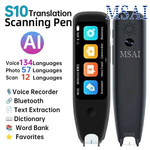 MSAI S10 Smart Scan Translator Pen Offline Extract 21 Languages Photo Translate 134 Voice Translation Dictionary Recorder ﻿