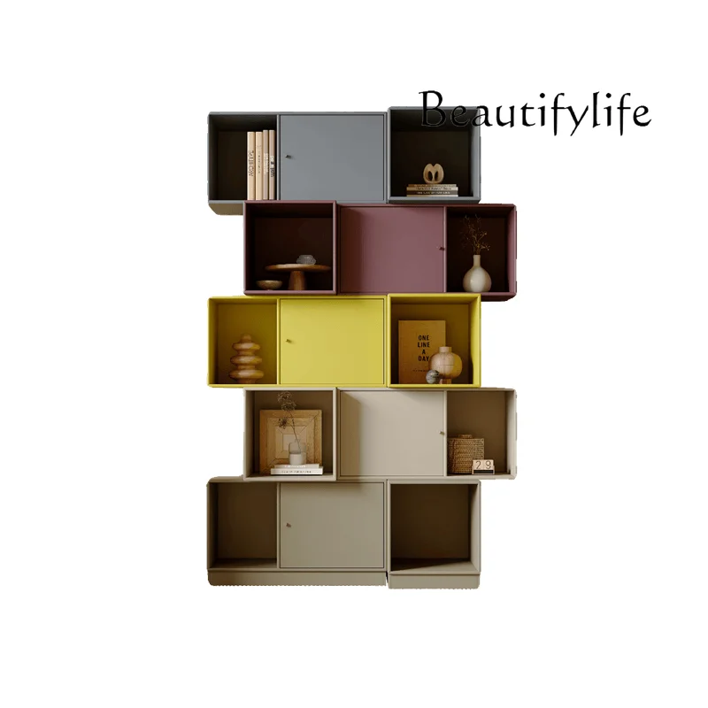 

Italian minimalist bookcase storage cabinet designer color shelf combination cabinet