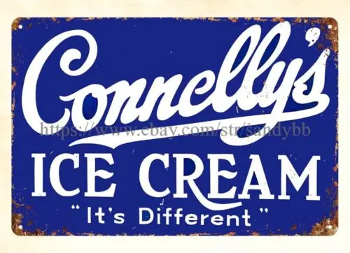 bedroom decorating themes Connelly's Ice Cream metal tin sign