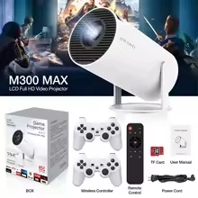 NEW M300 MAX Retro game consoles Android 11 Portable 3D game Projector with Two Handle RK3326 1080p BT5.4 4K Smart Home Theater