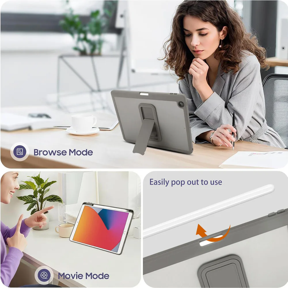 Stand Tablet Case For iPad 7th 8th 9th Gen 2019 2020 2021 10.2 Inch Anti‑Drop Shockproof Protective Shell Cover