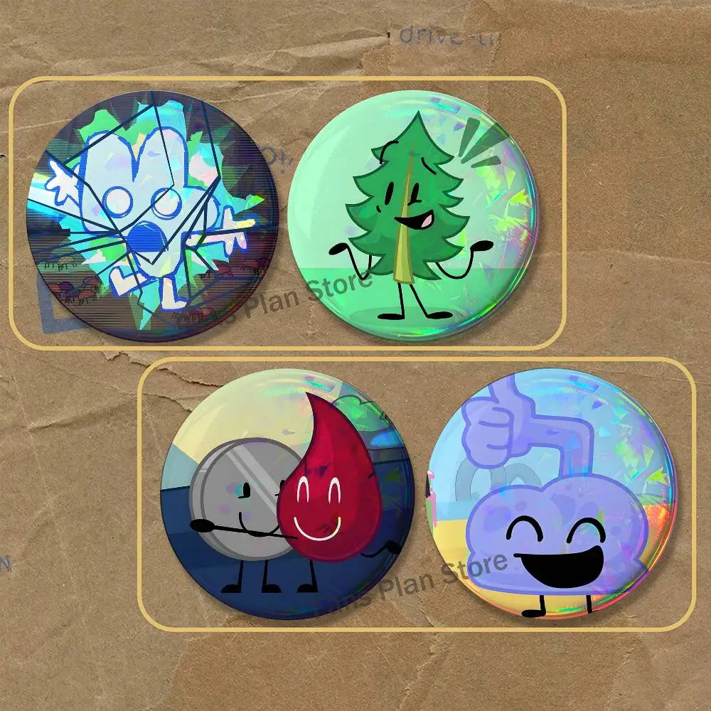 Bfdi B-Battle For Dream Island Brooches Backpack Accessories 25,32,44,58,75mm Round Enamel Pins 2-piece Set Cartoon Anime Badge