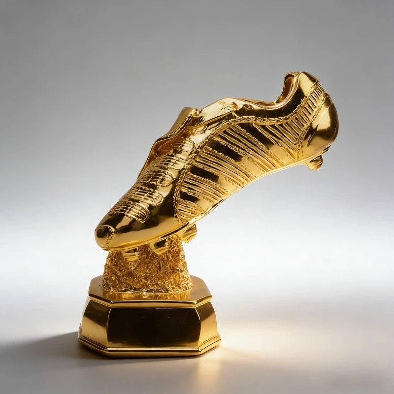 Football Enthusiast Decorative Ornaments, Resin Crafts, Golden Boot Statue Ornaments, Indoor Models