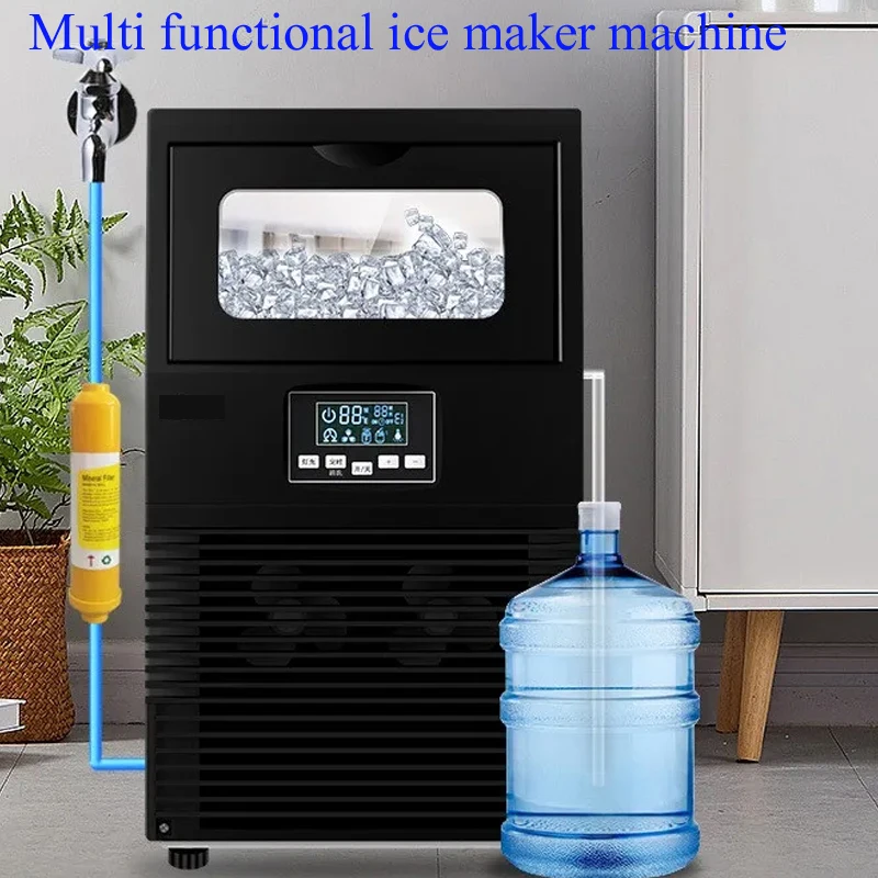 PBOBP Commercial Ice Maker Machine Large Ice Storage Bin,Stainless Steel Under Counter Industrial Ice Machine For Bar