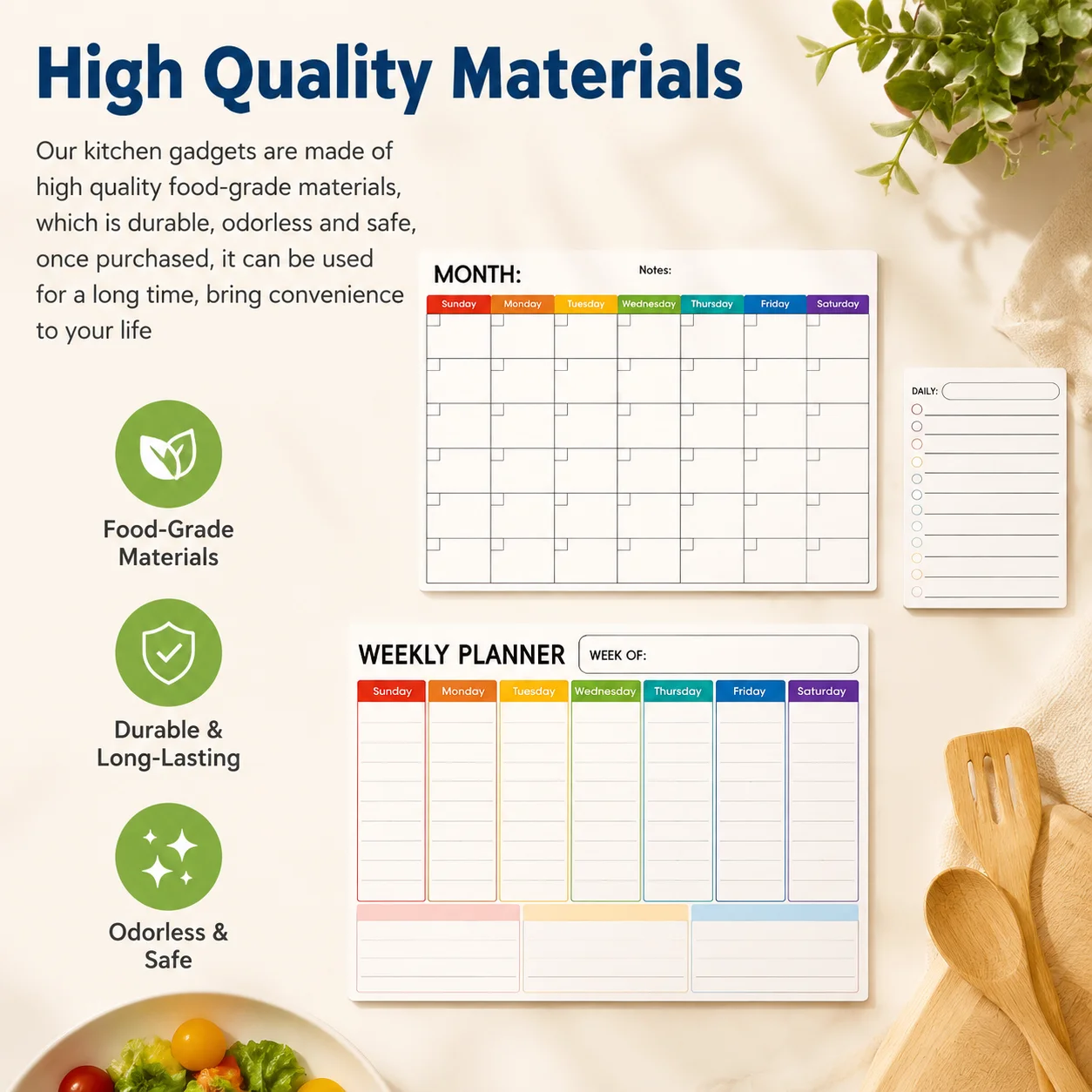 Magnetic Monthly Wall Planner Sticker with Whiteboard Pens Easy to Remove, Dry-Erase Calendar or To-Do List for Home Office