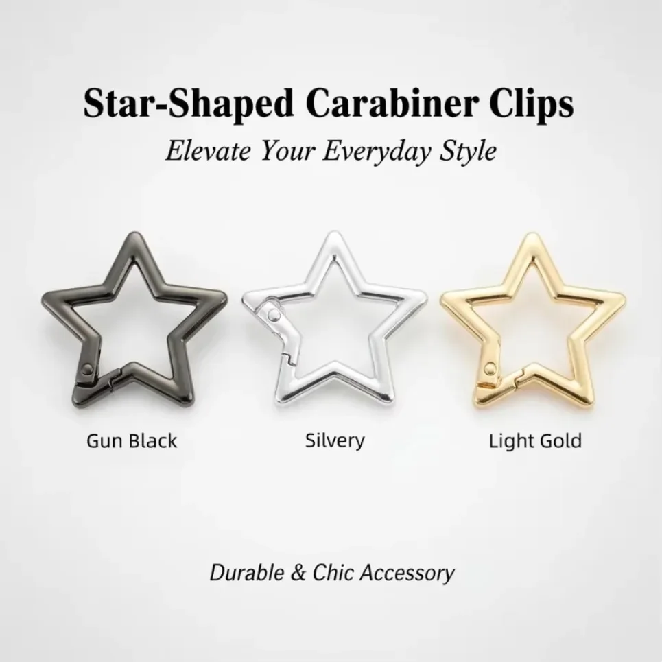 10-40 Pcs Zinc Alloy Plated Gate Spring Ring Buckles Clips Carabiner Handbags Star Shape Push Trigger Snap Hooks Carabiner Bag