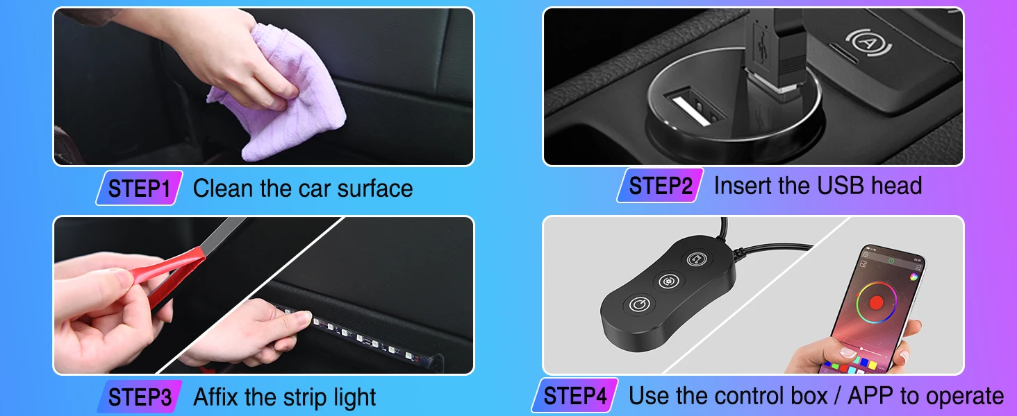 Nilight 4PCS RGB Car Interior LED Strip Lights APP Control Music Active Under Dash Footwell Light Kit for Truck SUV ATV UTV Van