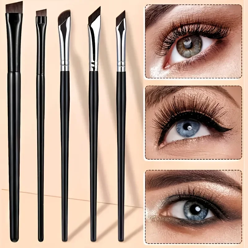 5pcs Eyeliner Brush Set with Tilted Fine Blade Suitable for Precise Application Suitable for Liquid Liner Brow Powder Eyeshadow