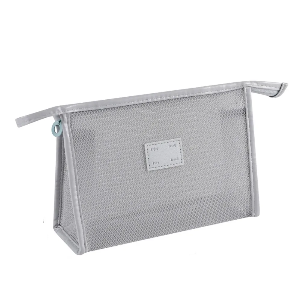 

Портативная сетчатая ручная косметичка, легкая квадратная прозрачная сетчатая косметичка, большая вместительная сумка для хранения туалетных принадлежностей на молнии