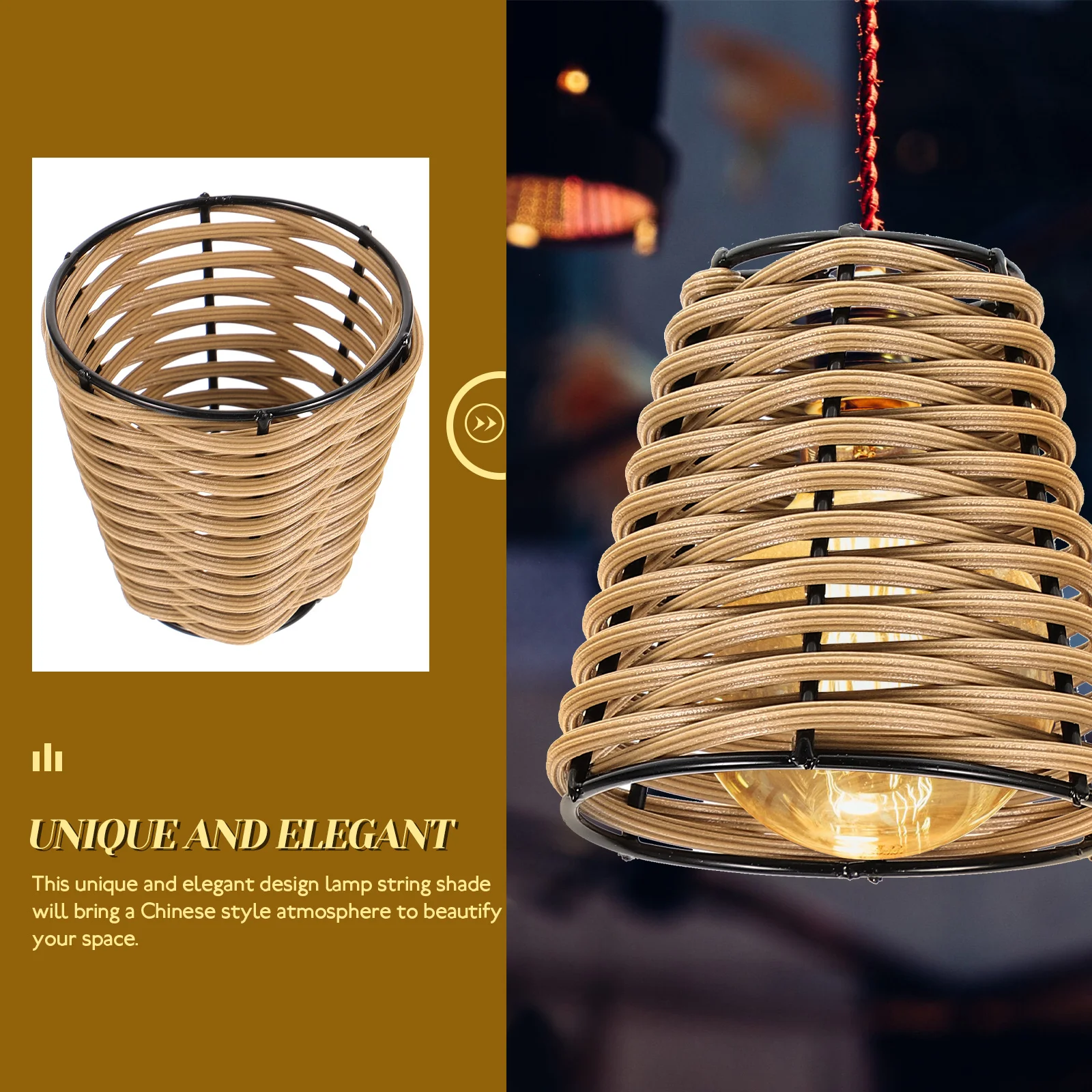 

Rattan Lampshade Small Miniature Shades Woven Light Lampshades Cover Decorations Vintage Japanese Style Bamboo Pendant DIY Craft
