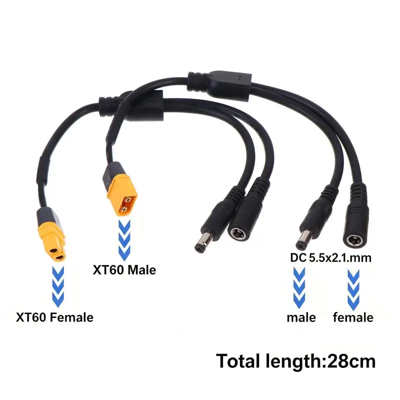 Universal 2 in 1 DC Conversion Adapter Plug Wear Resistant Male to Female Connector for Home Office Electronics Repair