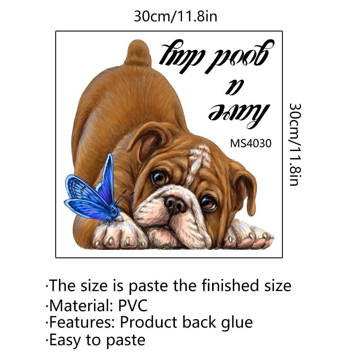 Bulldog Butterfly Toilet Sticker Have A Good Day Wall Stickers Restroom Decorative Butterfly Dog Toilet Stickers Self-adhesive