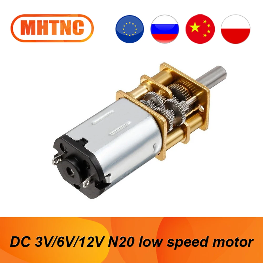 DC 3V/6V/12V GA12-N20 Micro Motor de engranaje de Metal con rueda dentada Motor de CC cepillado 15/30/50/60/100/200/300/500/1000RPM motor de baja velocidad