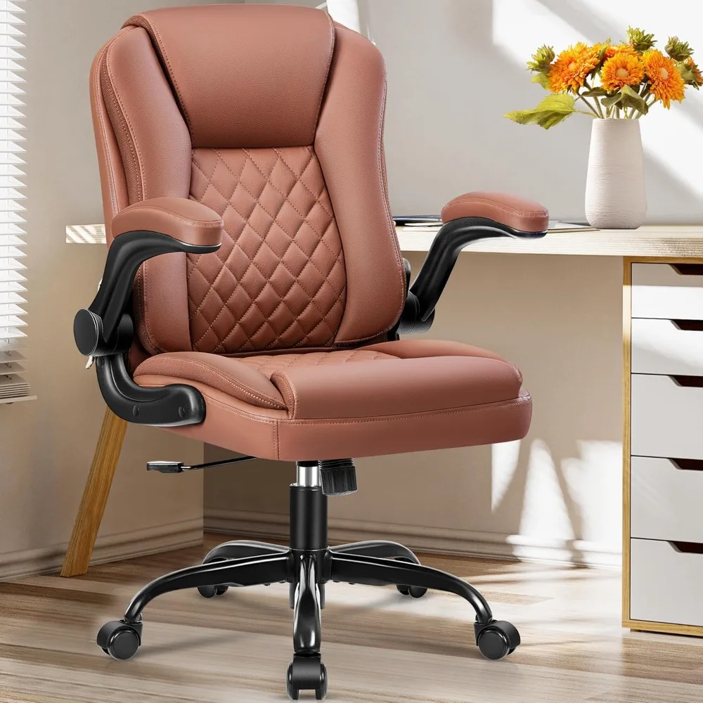 Office Chair - Executive Office Chair Leather Ergonomic Desk Chair with Wheels Swivel Computer Task Work Chair with Lumbar Suppo