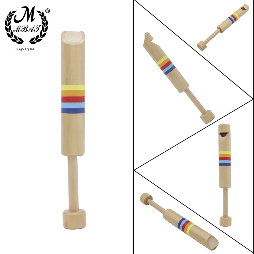 M MBAT Wooden Whistles Diacritical Sliding Piccolo Baby Musical Instrument Toy Whistling Children Small Flute Educational Toys